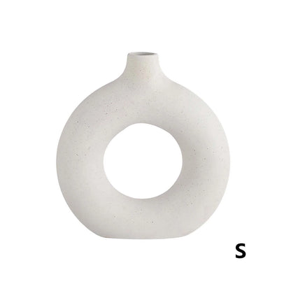 Home Decor Ceramic Vases for Home Decor, Circle Vase with Hole, Donut Vase, Boho Vase, Ceramic Vase, Vases for Flowers, Decorative Vase, White Ceramic Vase Home Decor Gifts