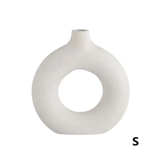 Home Decor Ceramic Vases for Home Decor, Circle Vase with Hole, Donut Vase, Boho Vase, Ceramic Vase, Vases for Flowers, Decorative Vase, White Ceramic Vase Home Decor Gifts